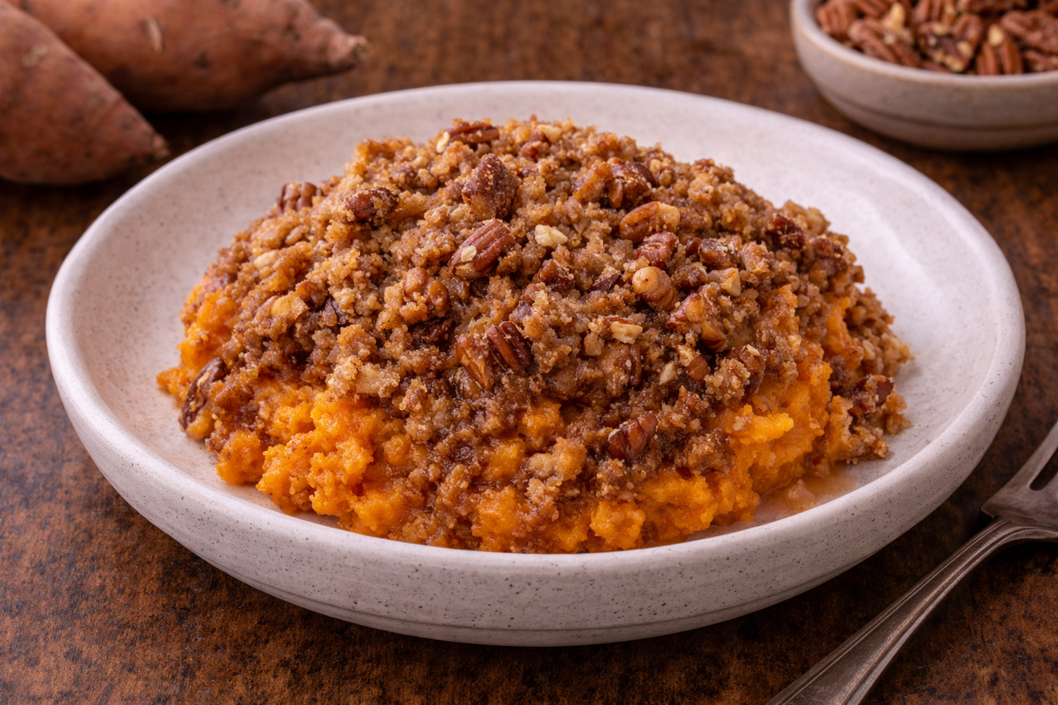 Pecan Crumble Sweet Potato Casserole