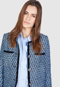 Marc Aurel Blue Lurex Tweed Jacket | FunkySouq
