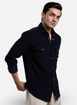 Mannerism Men's Midnight Corduroy Slim Fit Shirt - view 1
