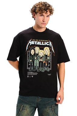 Bonkers Men Metallica Black Golden Chaos Oversized T-shirt - view 1