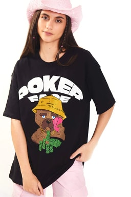 Bonkers Women Poker Face Oversized T-Shirt - view 1