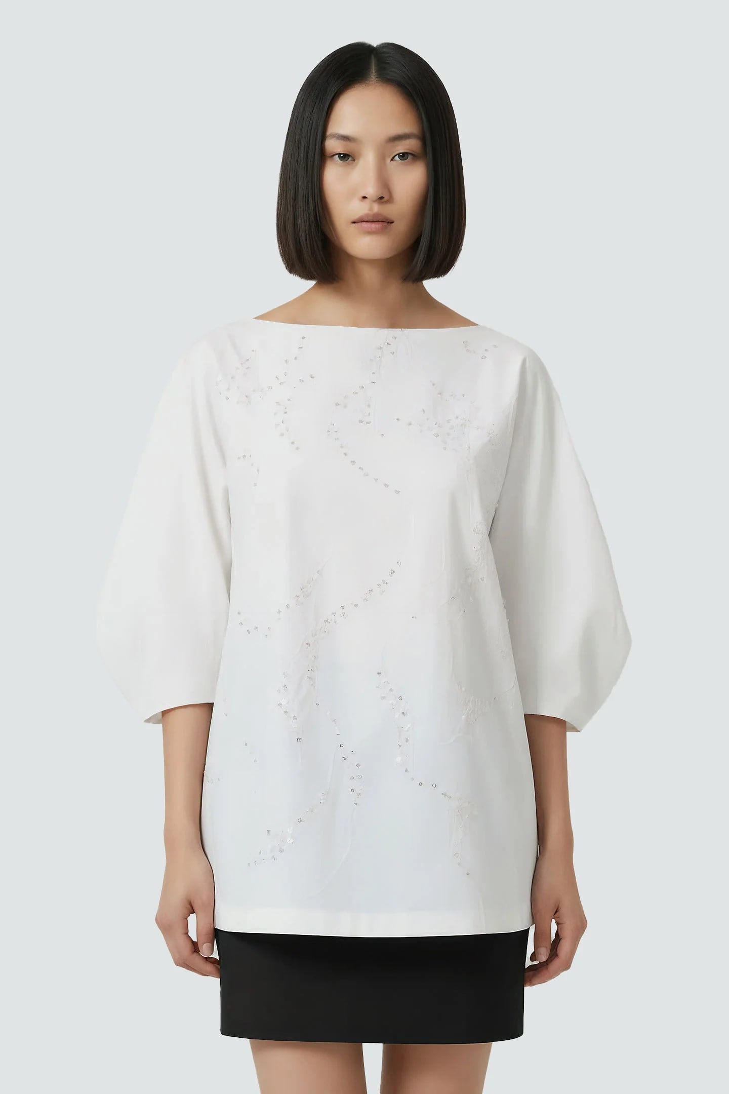 Genes Women's Embroidered Relaxed Top - White