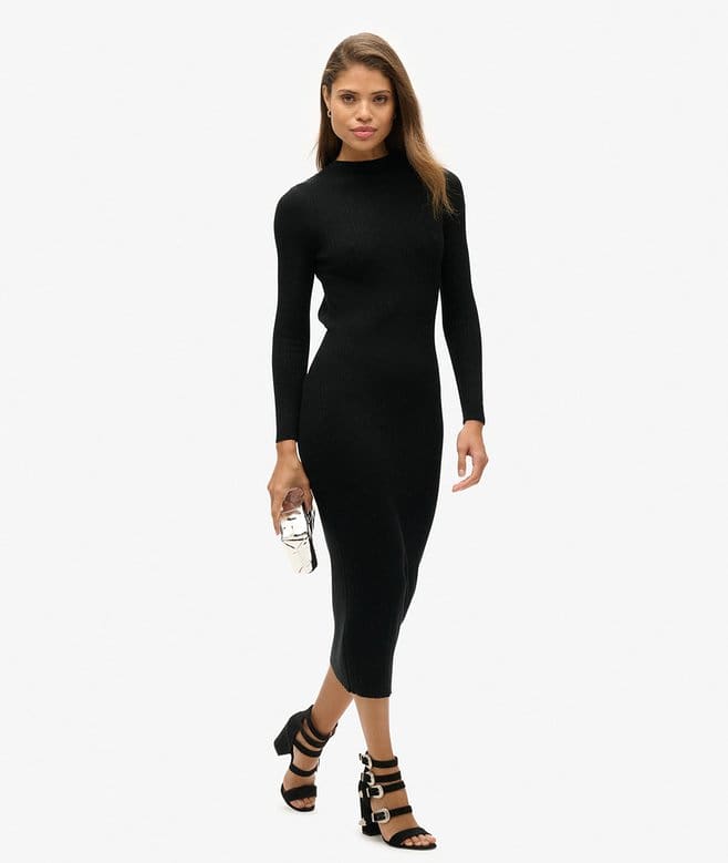 Superdry Women Backless Bodycon Midi Dress - Black