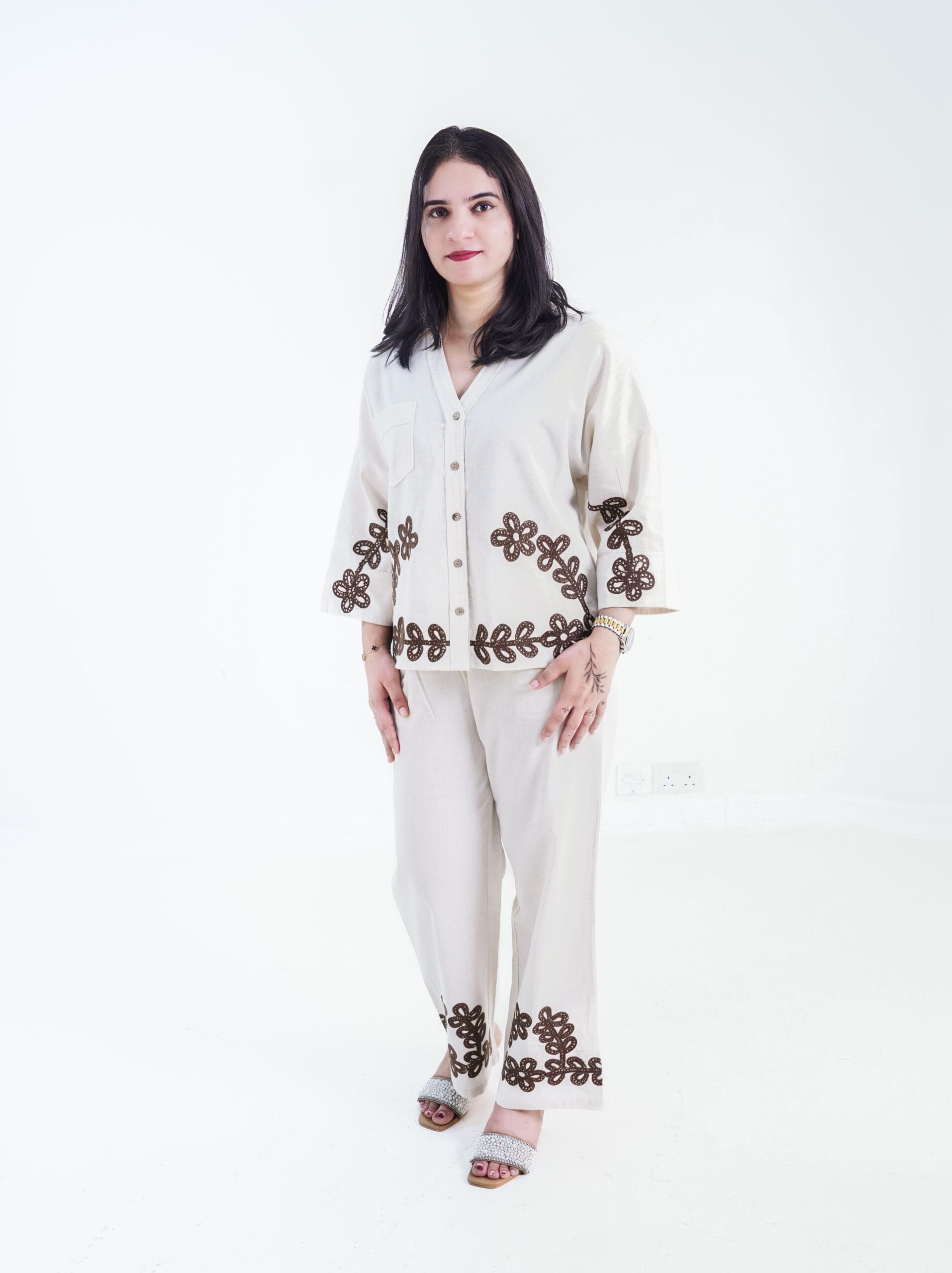 Velvet Rose Women Embroidered Co-Ord