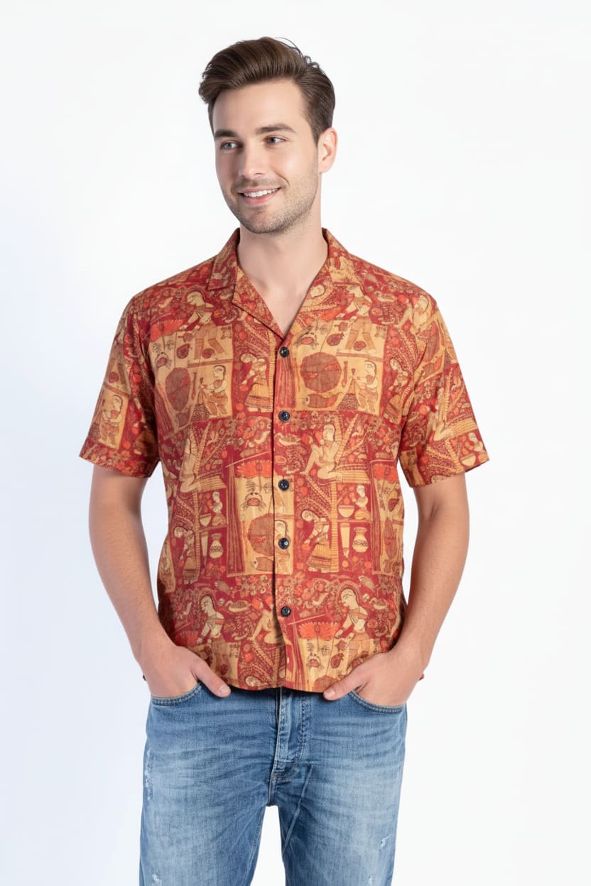 Mish Men's Madhubani Printed Casual Shirt