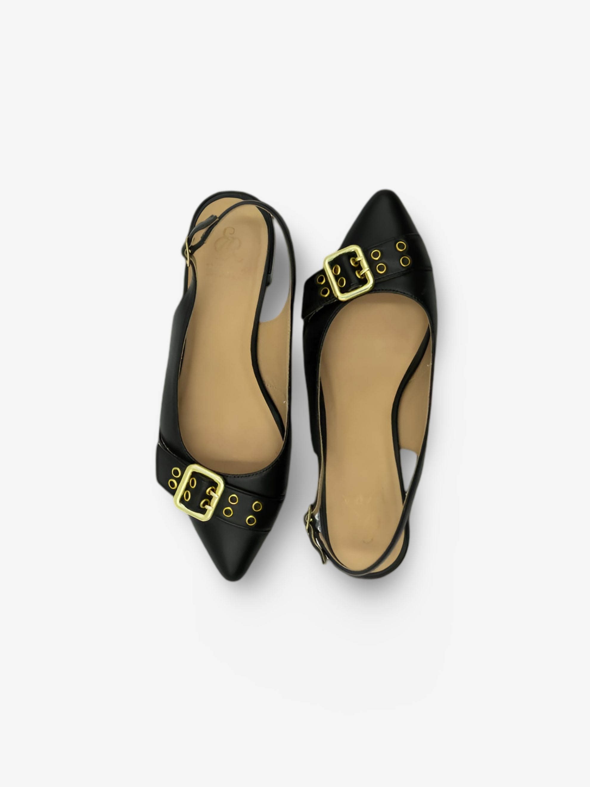 EZRA Women Pointed Toe Buckle Slingback Flats