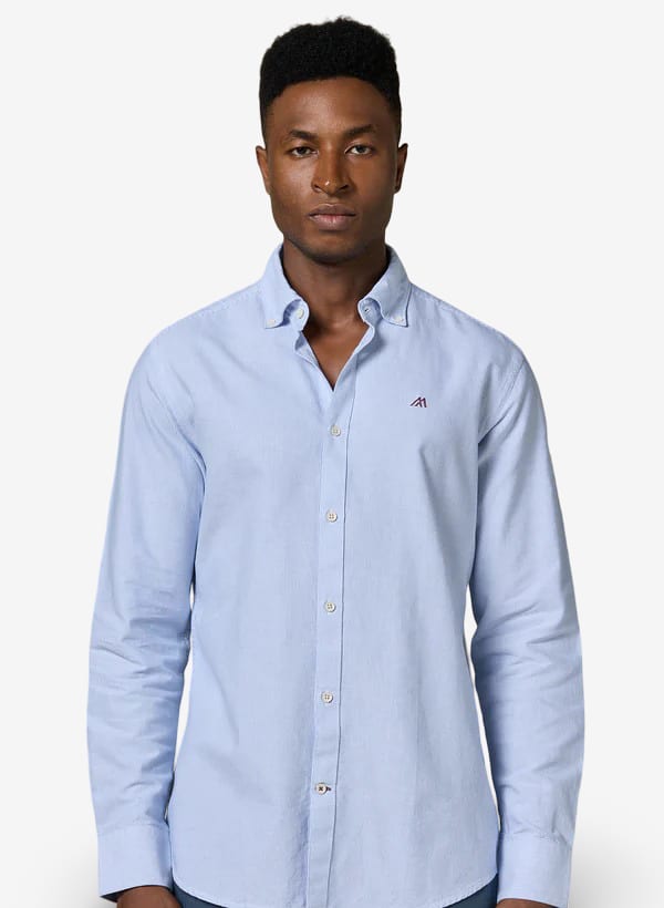 Mannerism Men's Airy Pinstripe Slim Fit Oxford Shirt