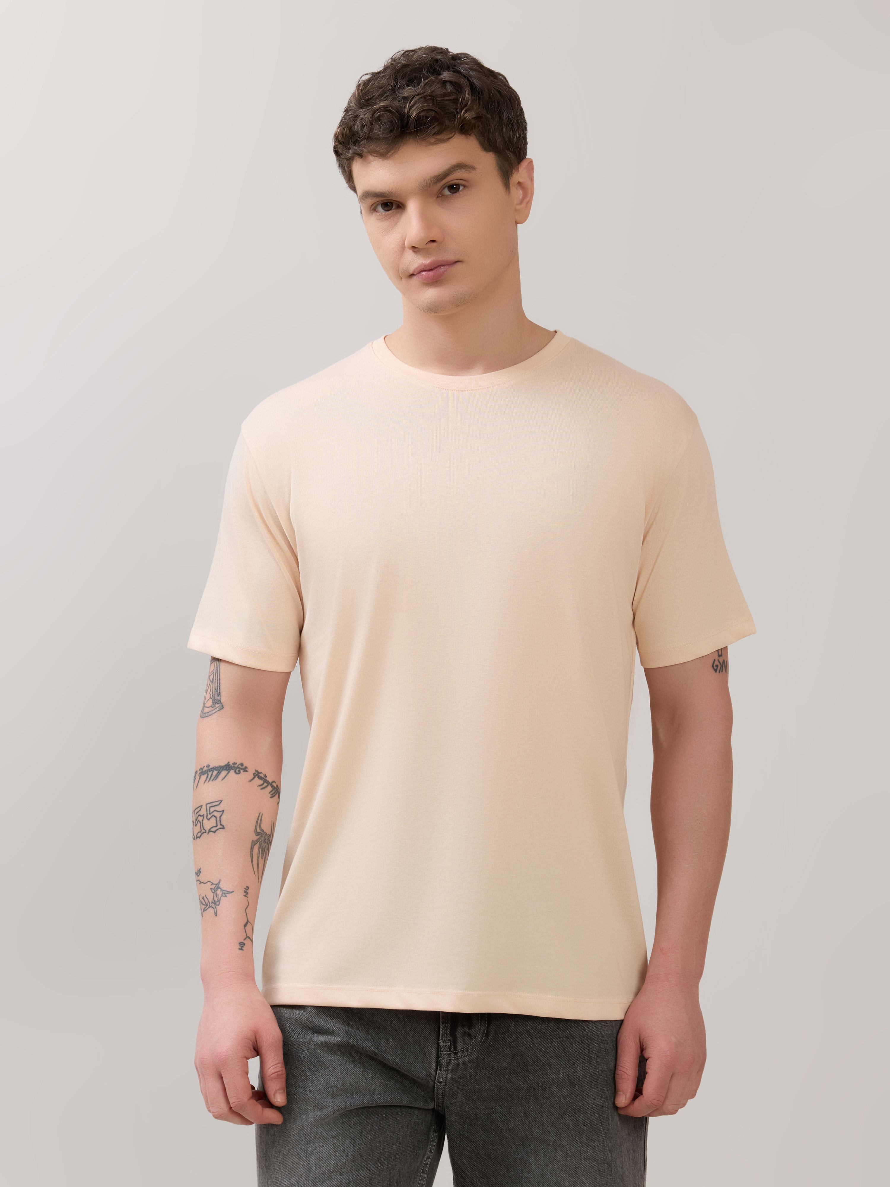 Espanshee Men Slim Fit T-Shirt - Nude