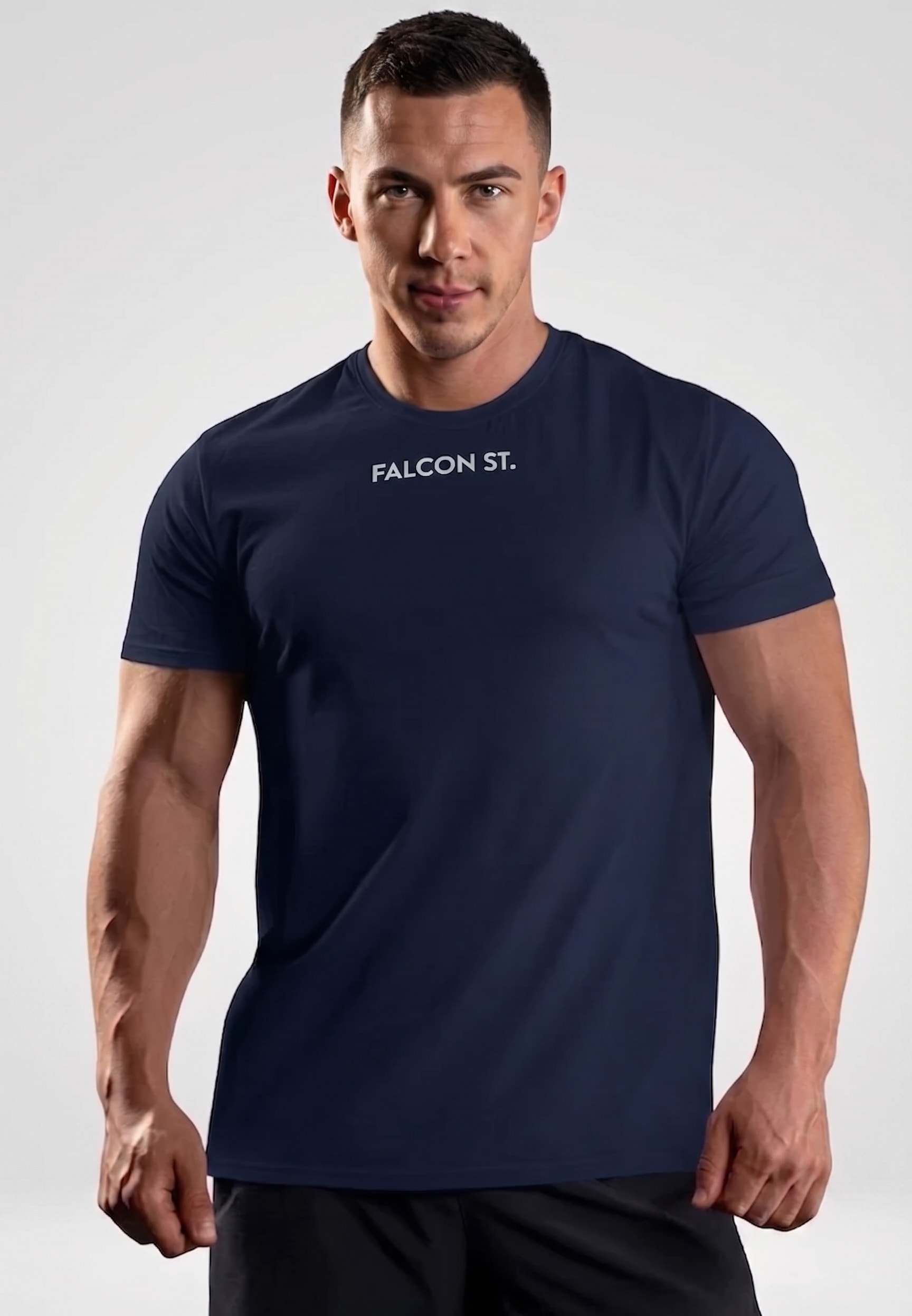 Falcon Street Men Motioncore Crewneck Tee - Navy Blue