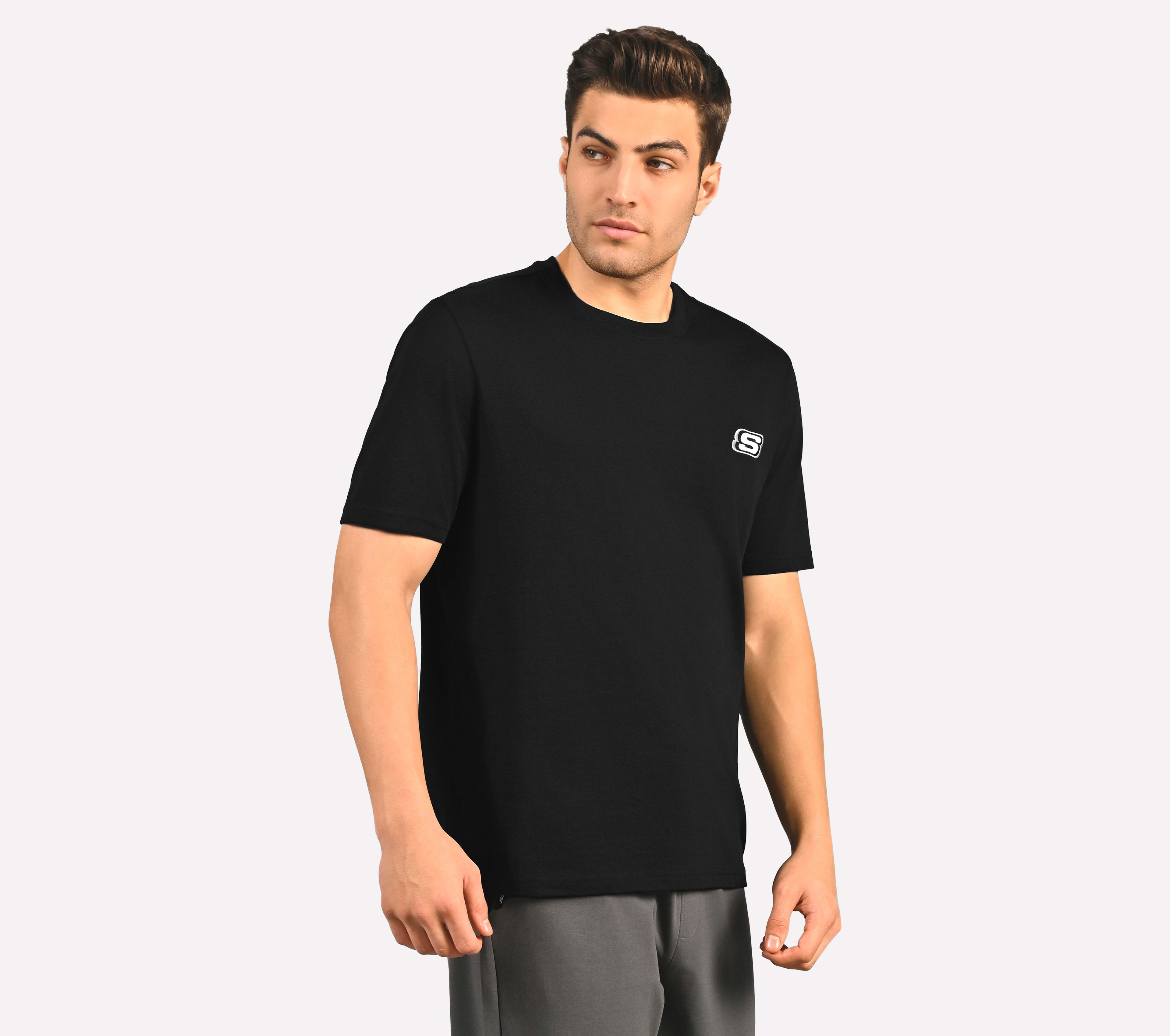 Skechers Men Basic Logo Crew Neck T-Shirt - Black