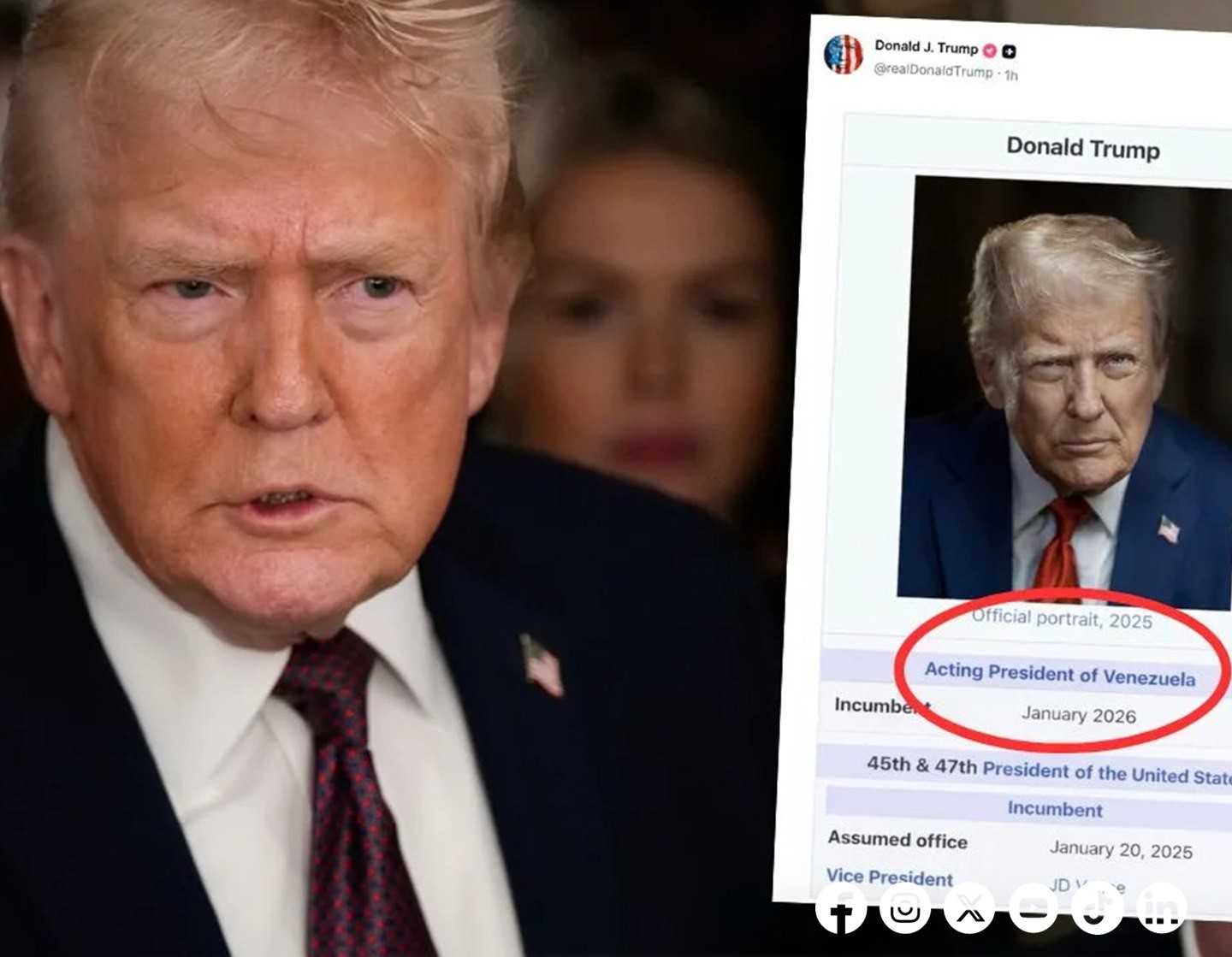 ترمپ خودش را رییس ‌جمهور موقت ونزوئلا معرفی کرد 