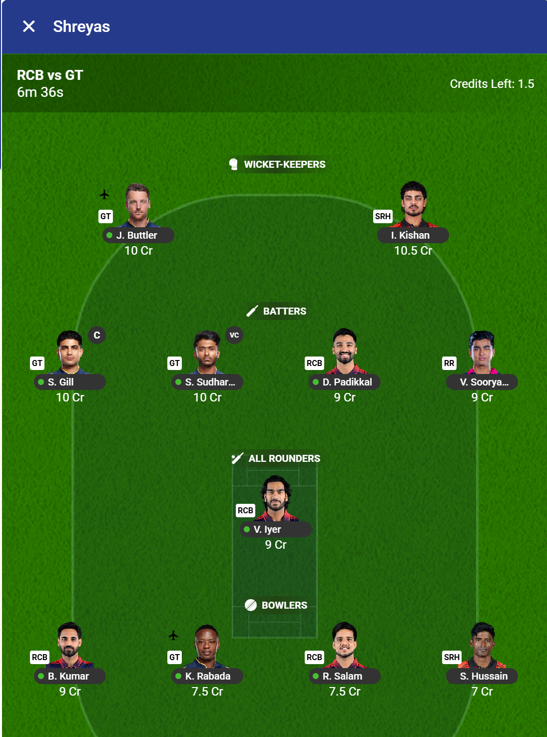 RCB vs GT