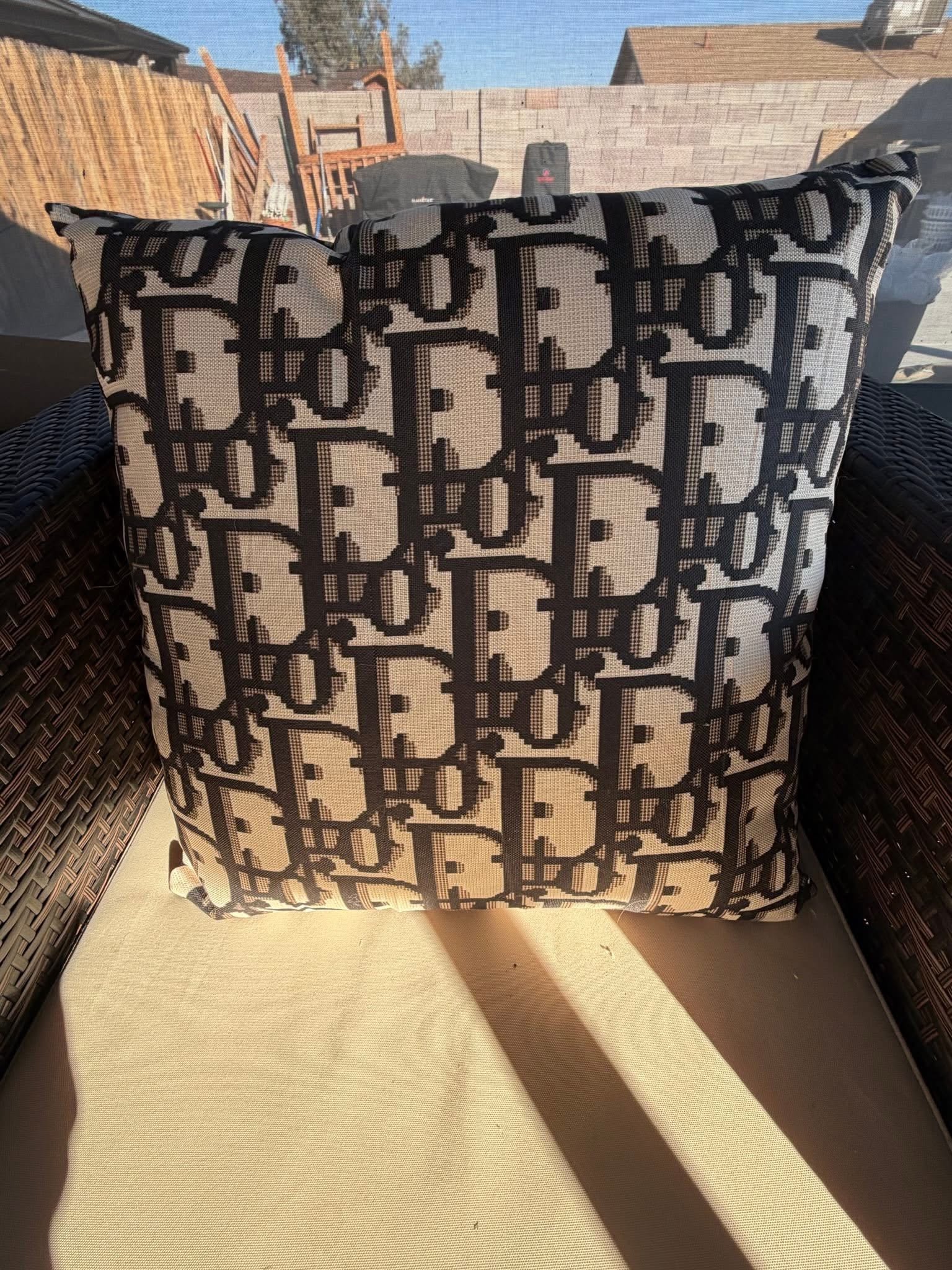 Christian Dior Oblique Brown Outdoor Pillow