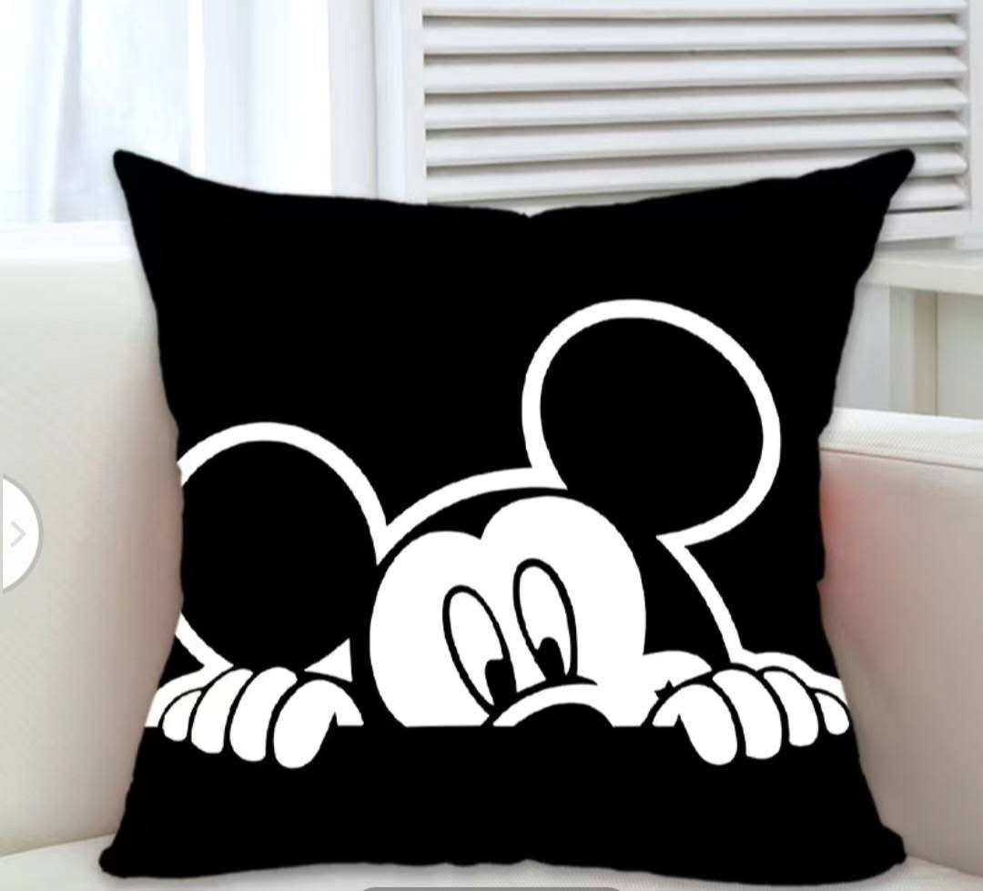 Mickey Mouse Peeking Black Pillow
