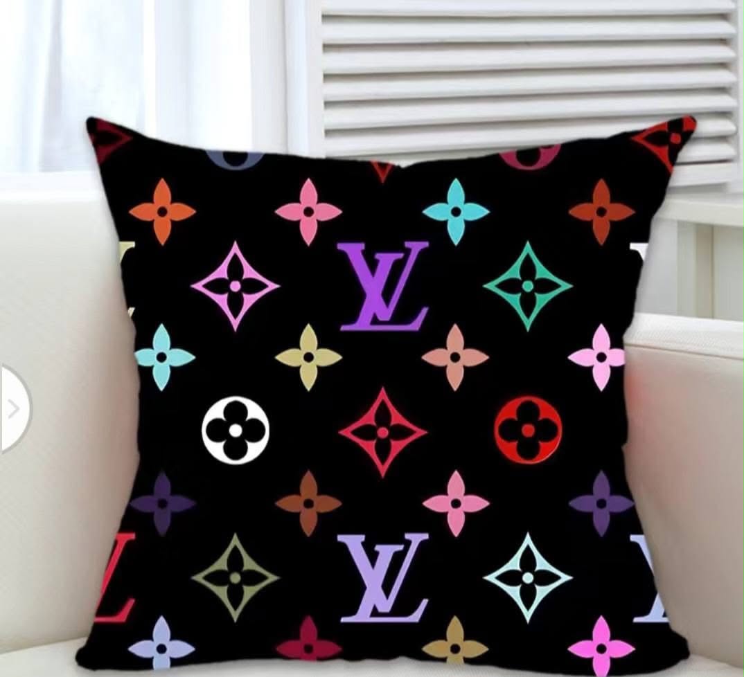 Louis Vuitton Rainbow Black Pillow