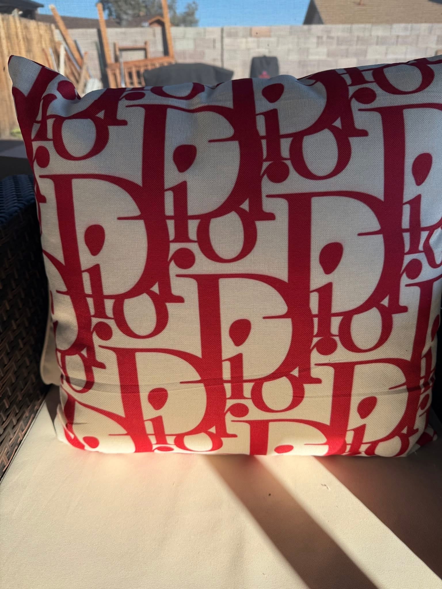 Christian Dior Red Oblique Outdoor Pillow