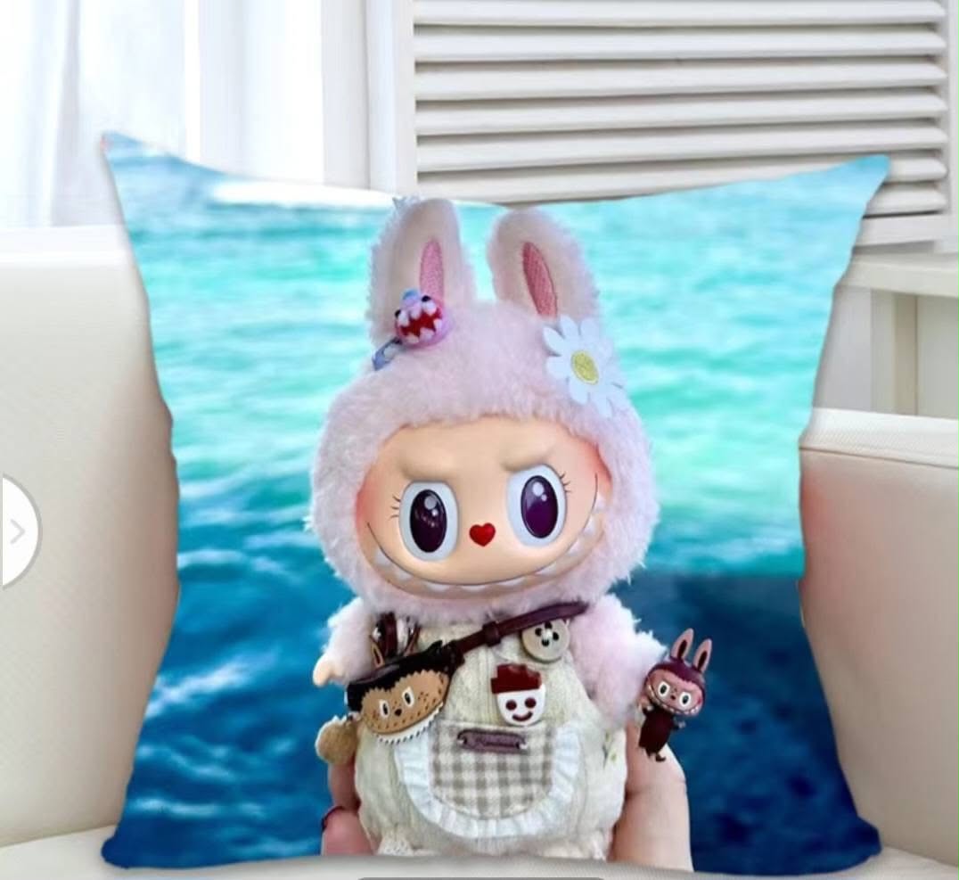Labubu Pink Daisy Ocean Pillow