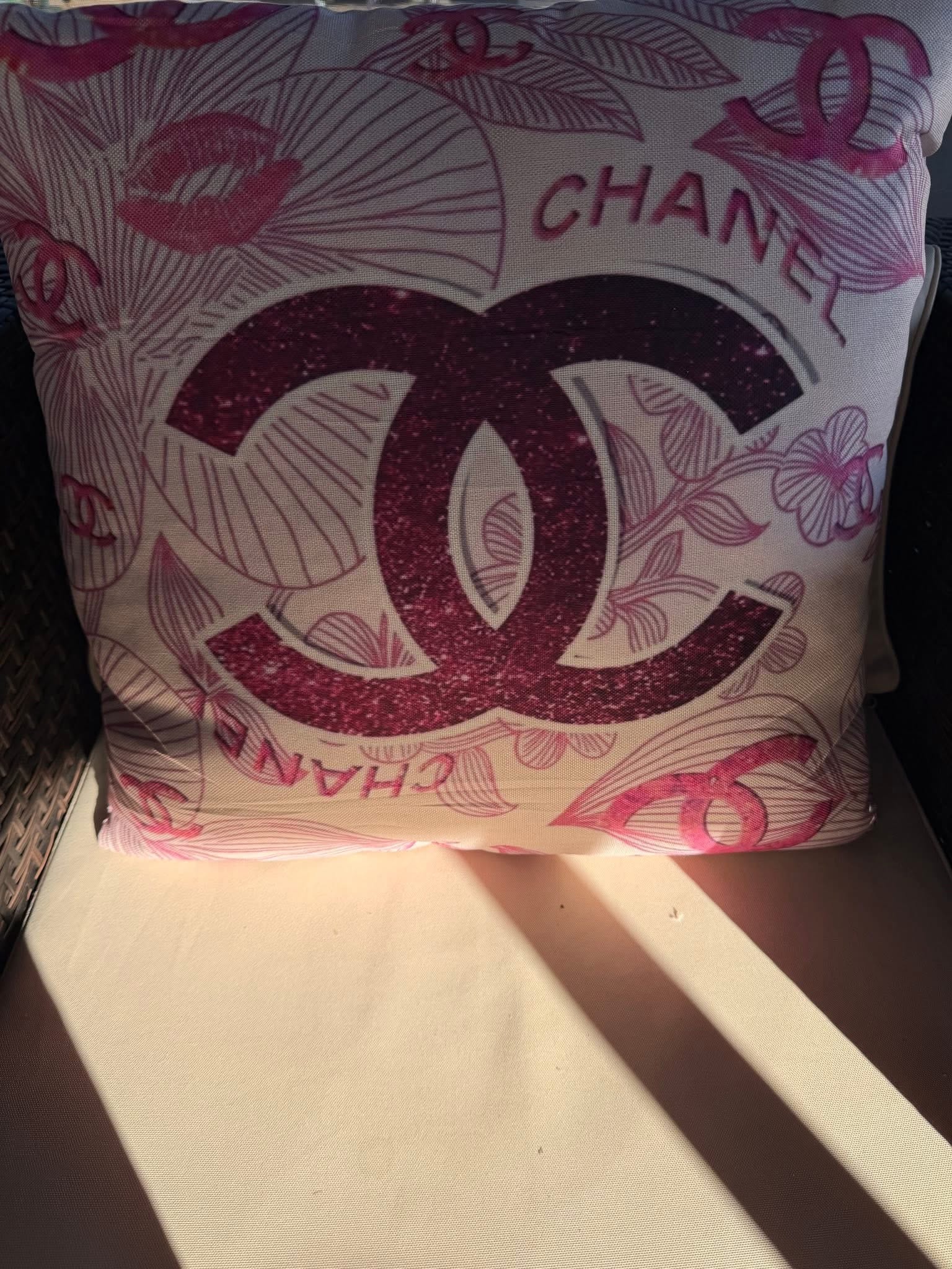 Chanel Glitter Floral Outdoor Pillow