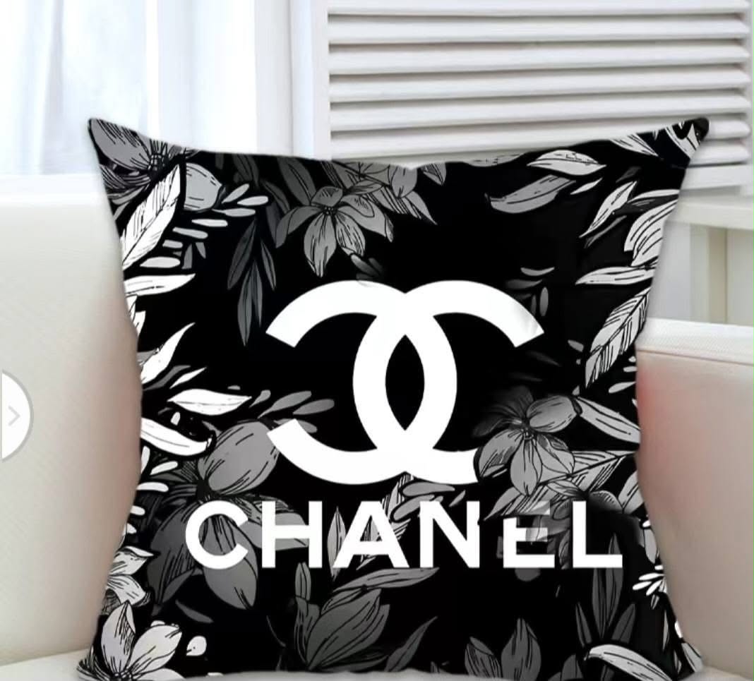 Chanel Floral Black Pillow