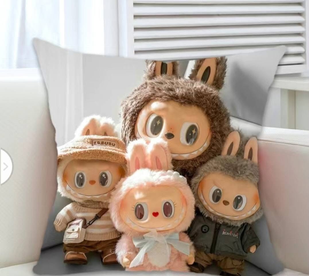 Labubu Family Group Pillow