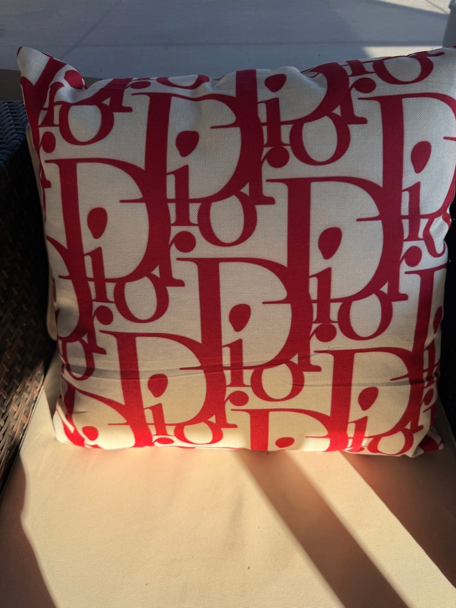Christian Dior Red Oblique Outdoor II Pillow