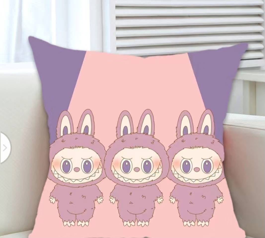 Labubu Trio Purple Pink Pillow