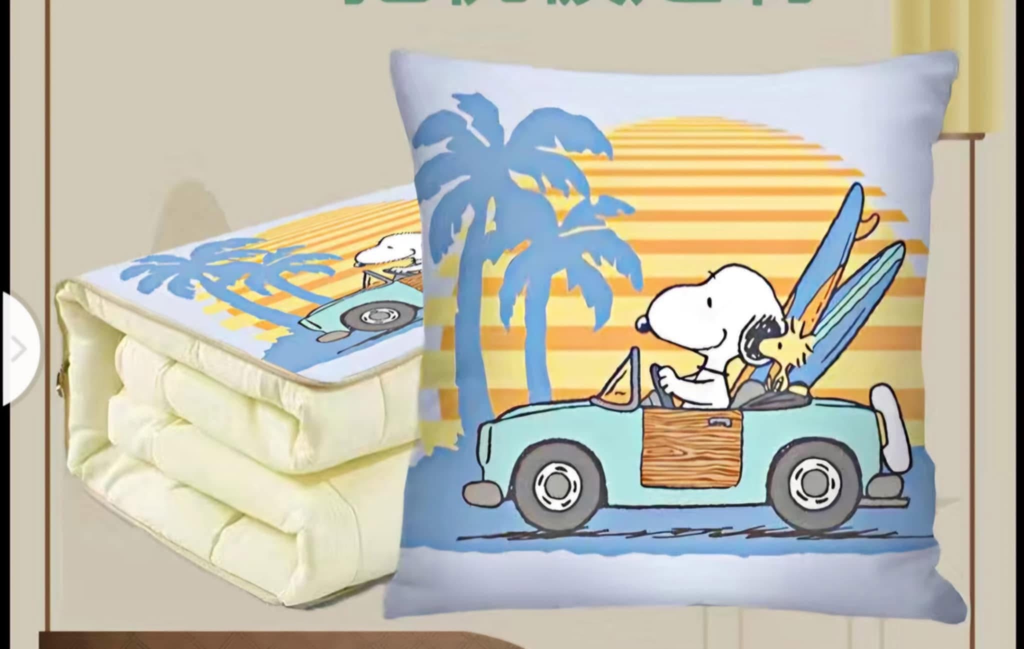 Snoopy Summer Road Trip Pillow