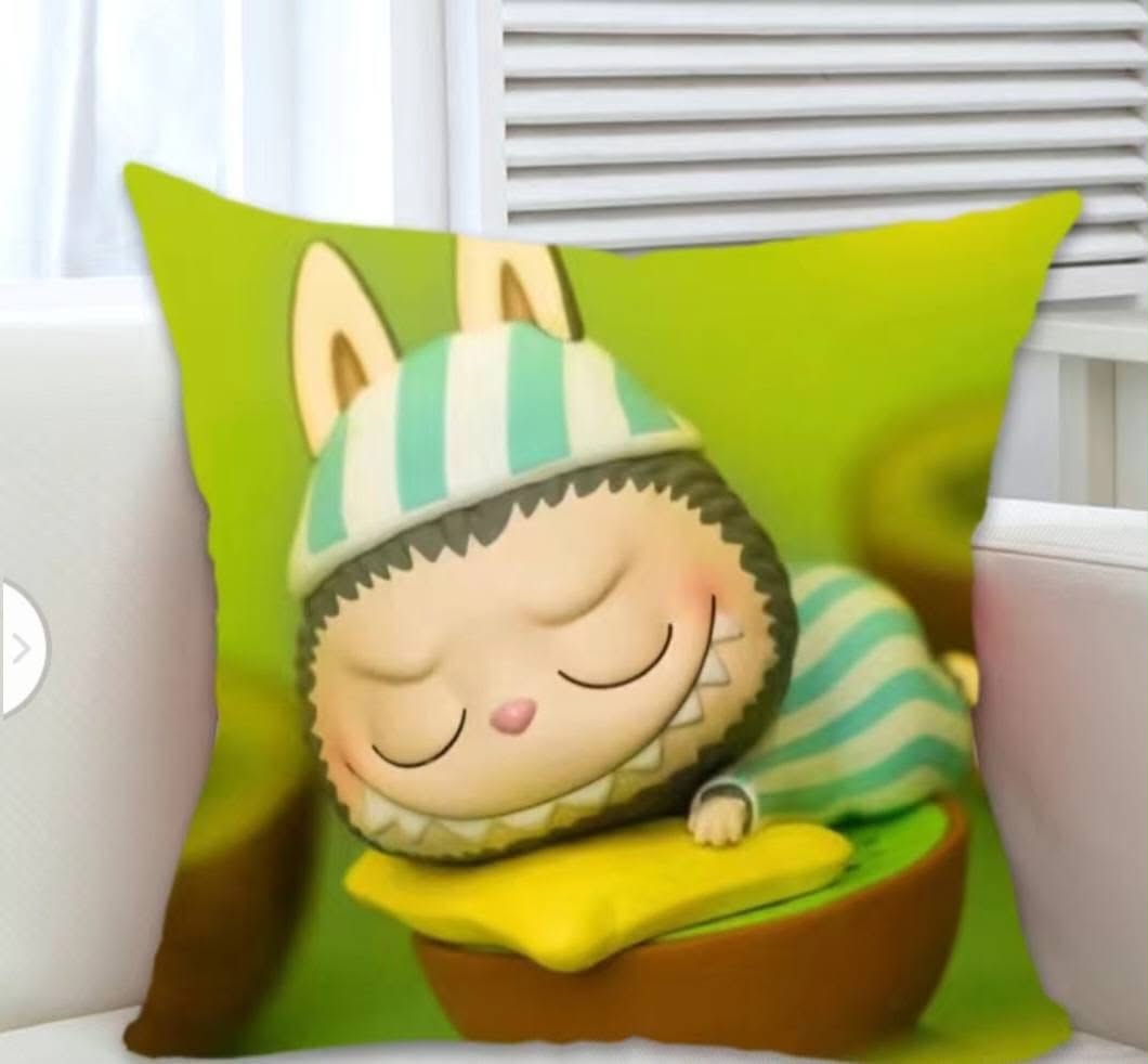 Labubu Sleeping Green Pillow