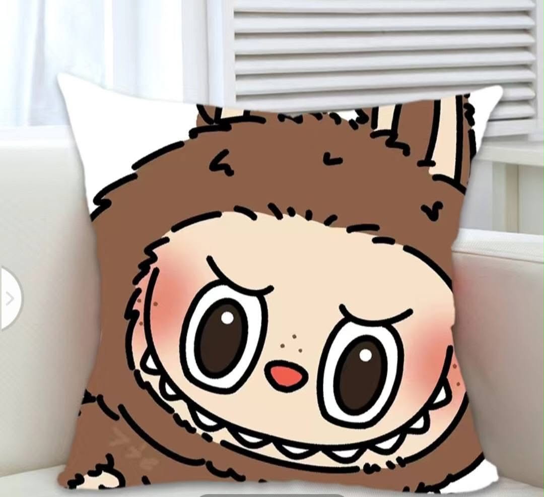 Labubu Cartoon Face Closeup Pillow