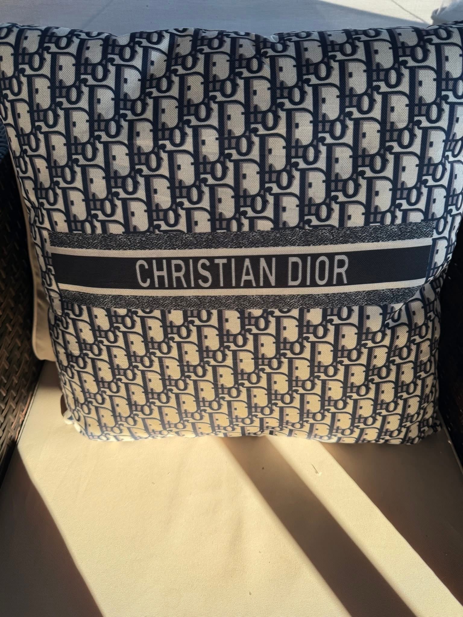 Christian Dior Oblique Navy Outdoor Pillow