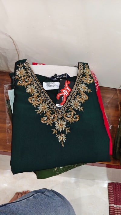 Green colour kurti 3pis sut 