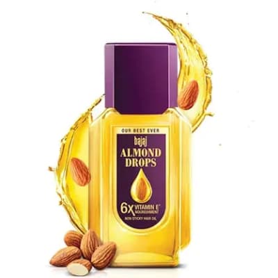 Bajaj Almond Drops Hair Oil, Vitamin E Nourishment | Light and Non-Sticky Hair Oil For Hair Fall Control