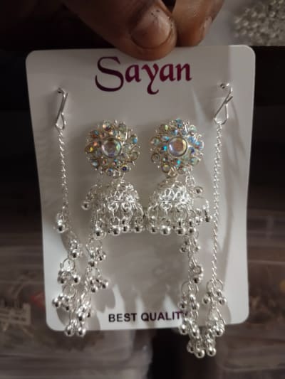 Bahubali Elegant Sliver - Plated Oxidised Jhumka Earrings For Women & Girls Alloy Jhumki Earring 