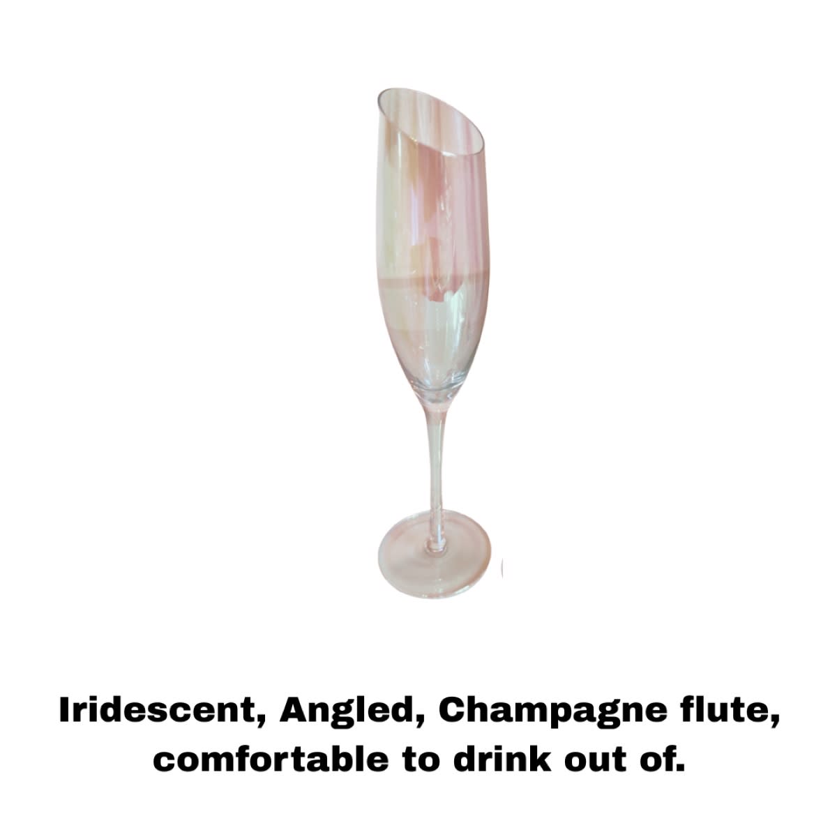 Angled Iridescent Champagne Flutes