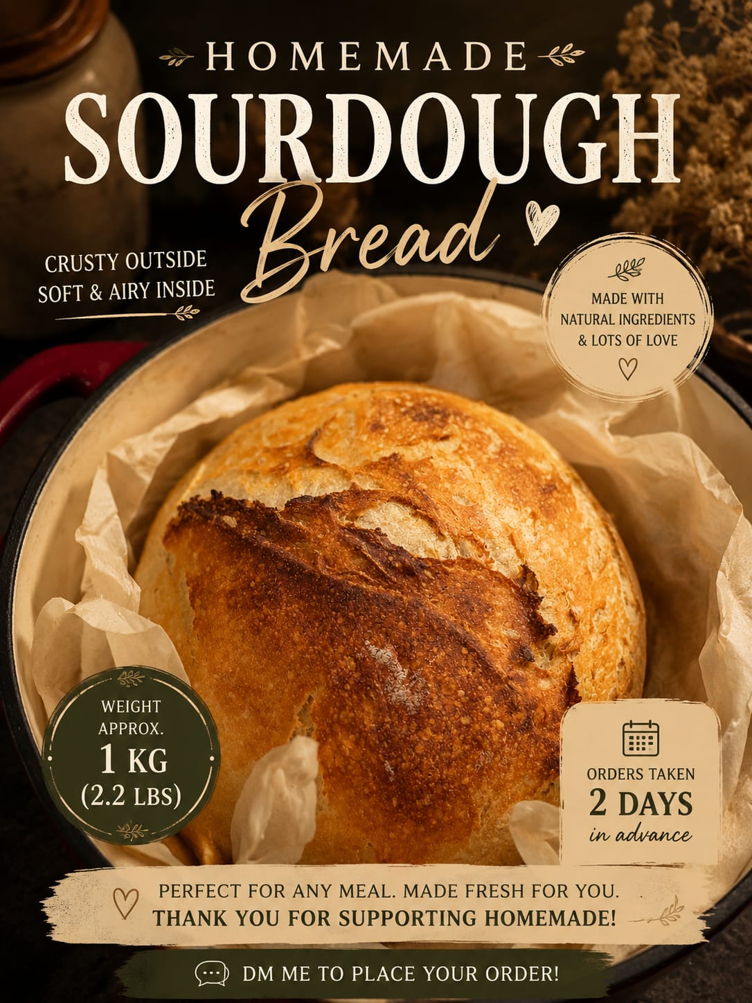 Organic sourdough bread product photo