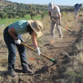 Trail-building volunteers