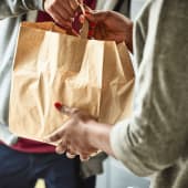 Handing over a bag Handing over a bag