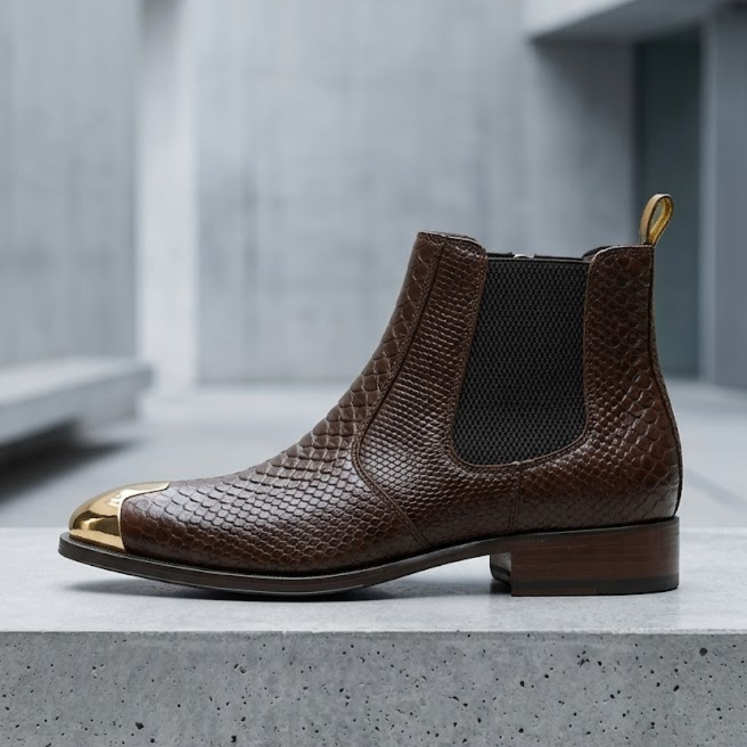 The Aureum Croc-Embossed Cuban Boot