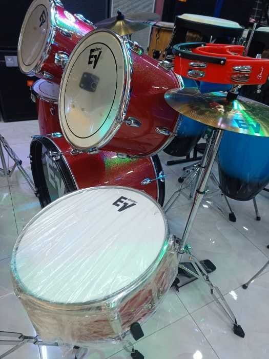 EV 5-Piece Junior Drum Set Metallic Red - Beginner Kit - City Sounds Nairobi