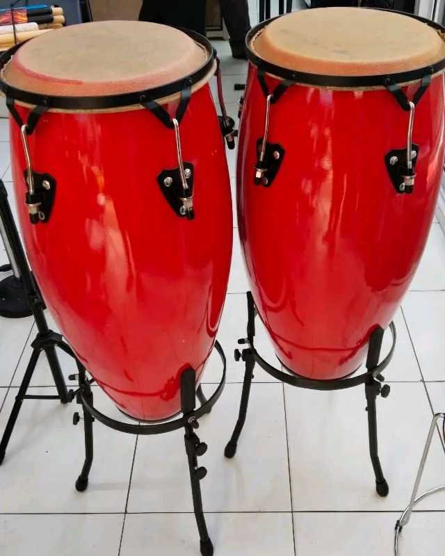 Red Siam Oak Conga Drums Professional Stage Kit - City Sounds Nairobi