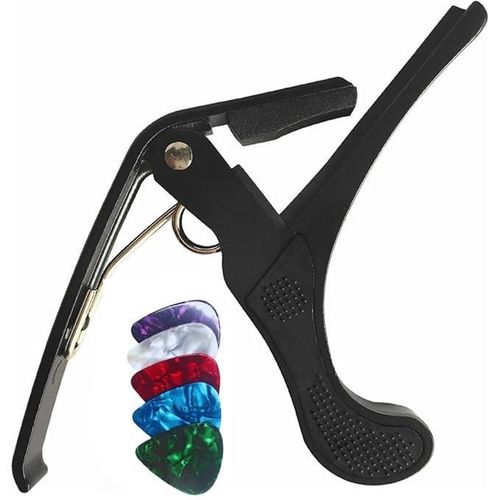 Premium Black Trigger Capo & Guitar Pick Bundle for Acoustic & Electric Guitars - City Sounds Nairobi