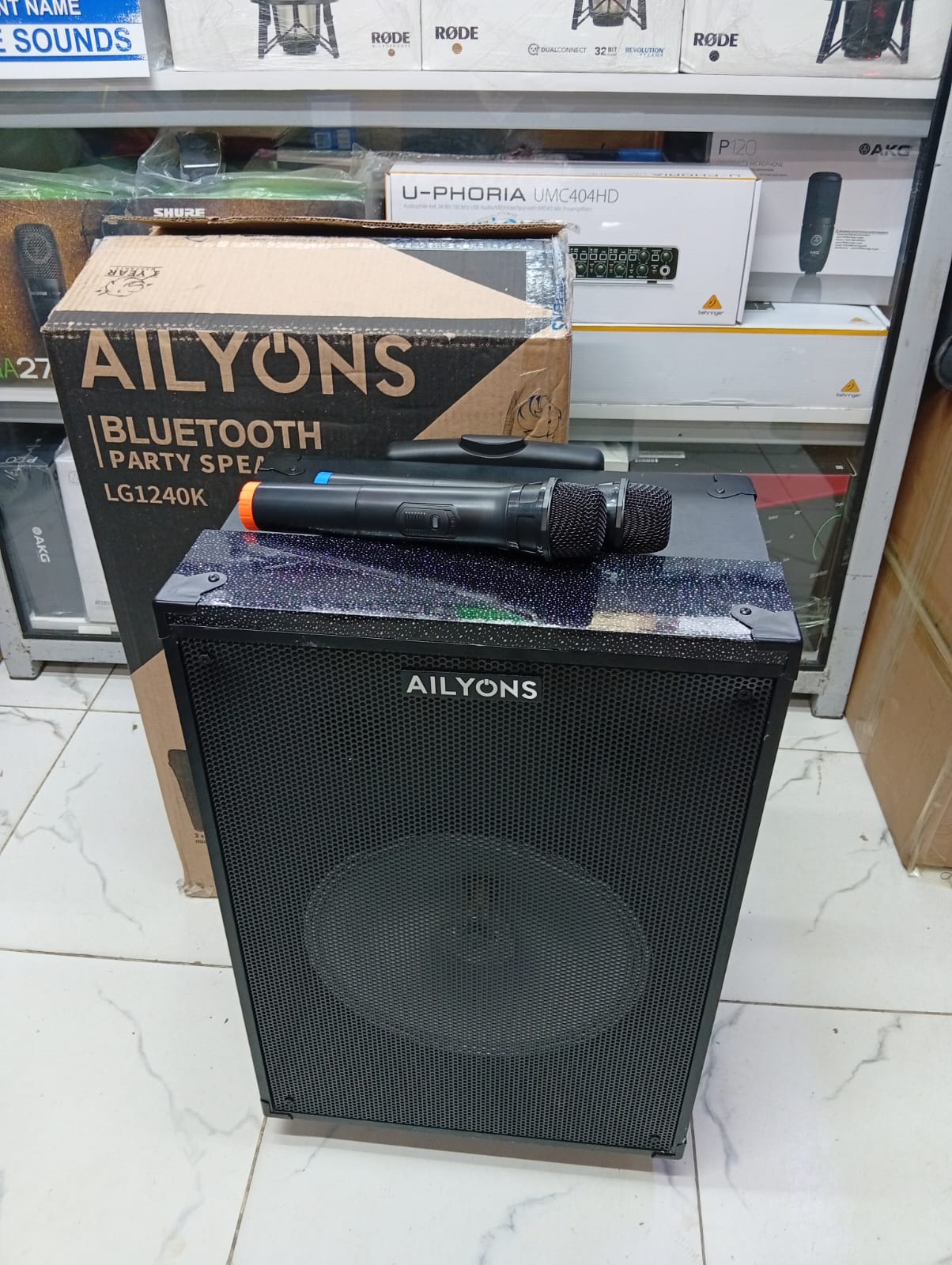 AILYONS LG1240K Bluetooth powered 12" Speaker with 2 Wireless Microphones - City Sounds Nairobi