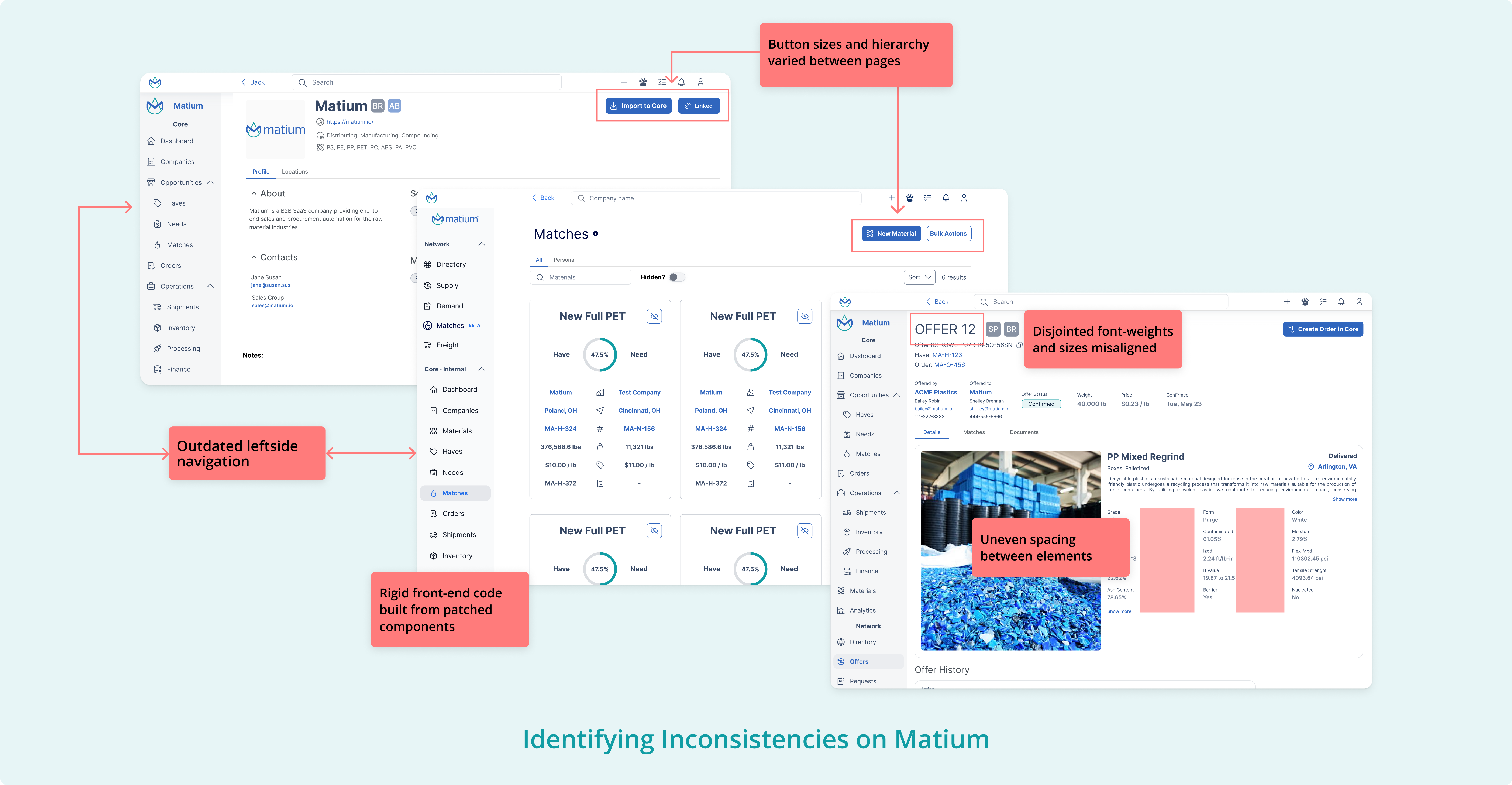 Product audit revealing UI inconsistencies