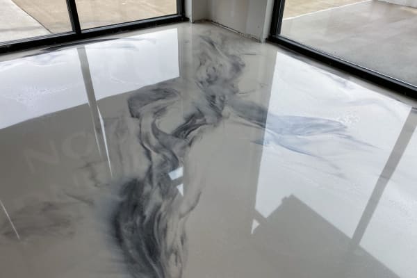 Metallic epoxy basement floor Colorado Springs