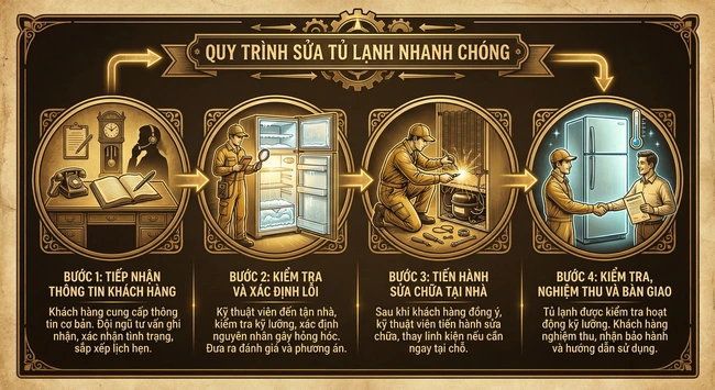 Quy trình sửa tủ lạnh nhanh chóng