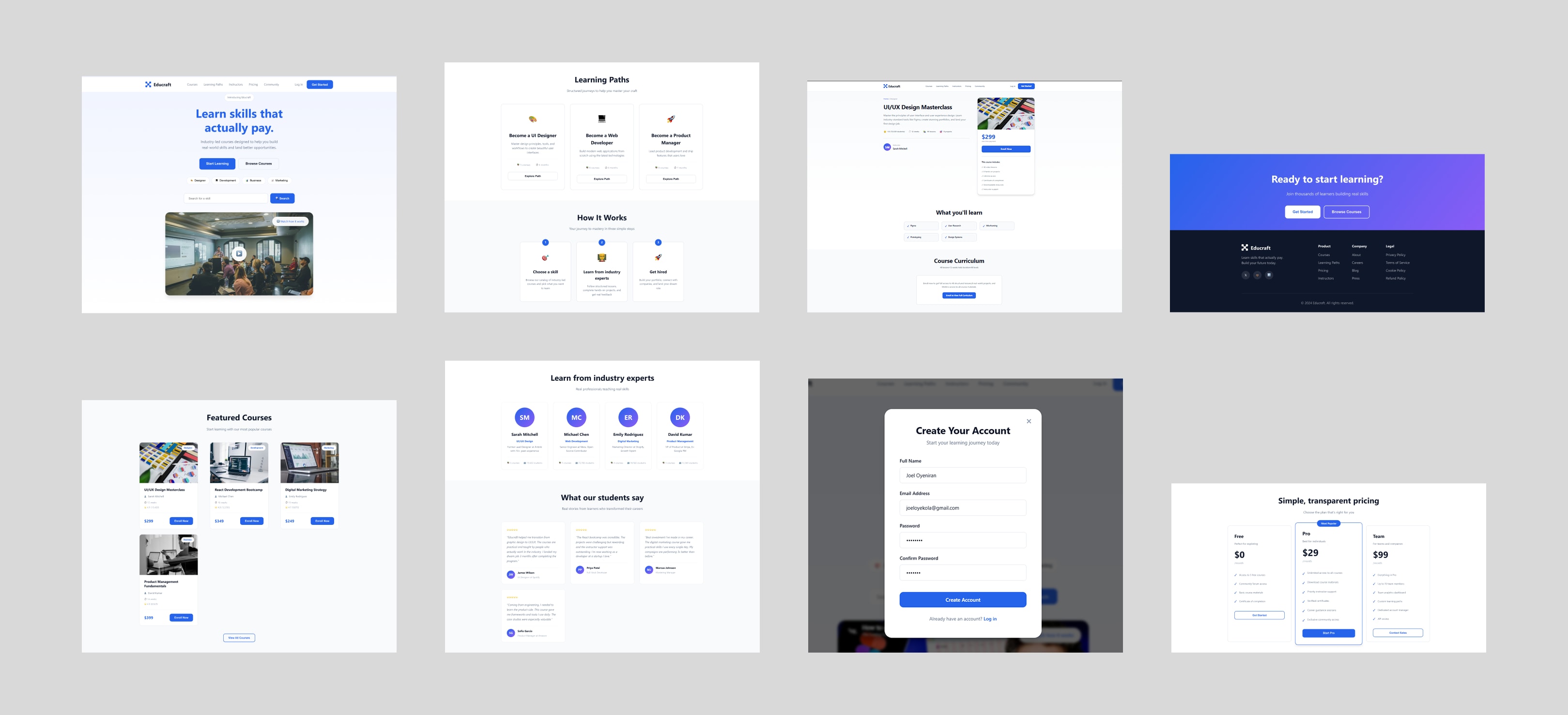 Educraft final design, full-page view