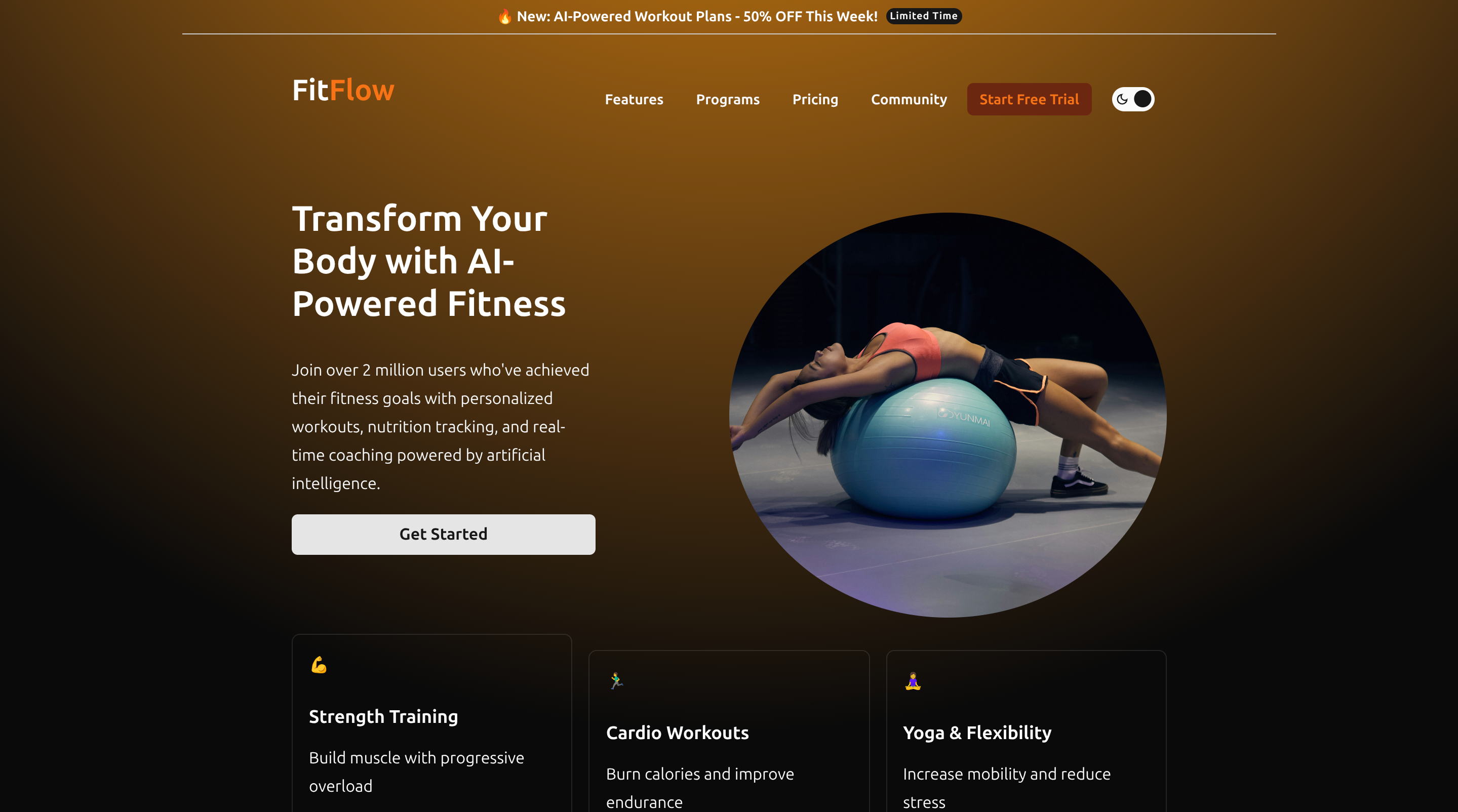 FitFlow – Modern & Responsive Landing Page Template
