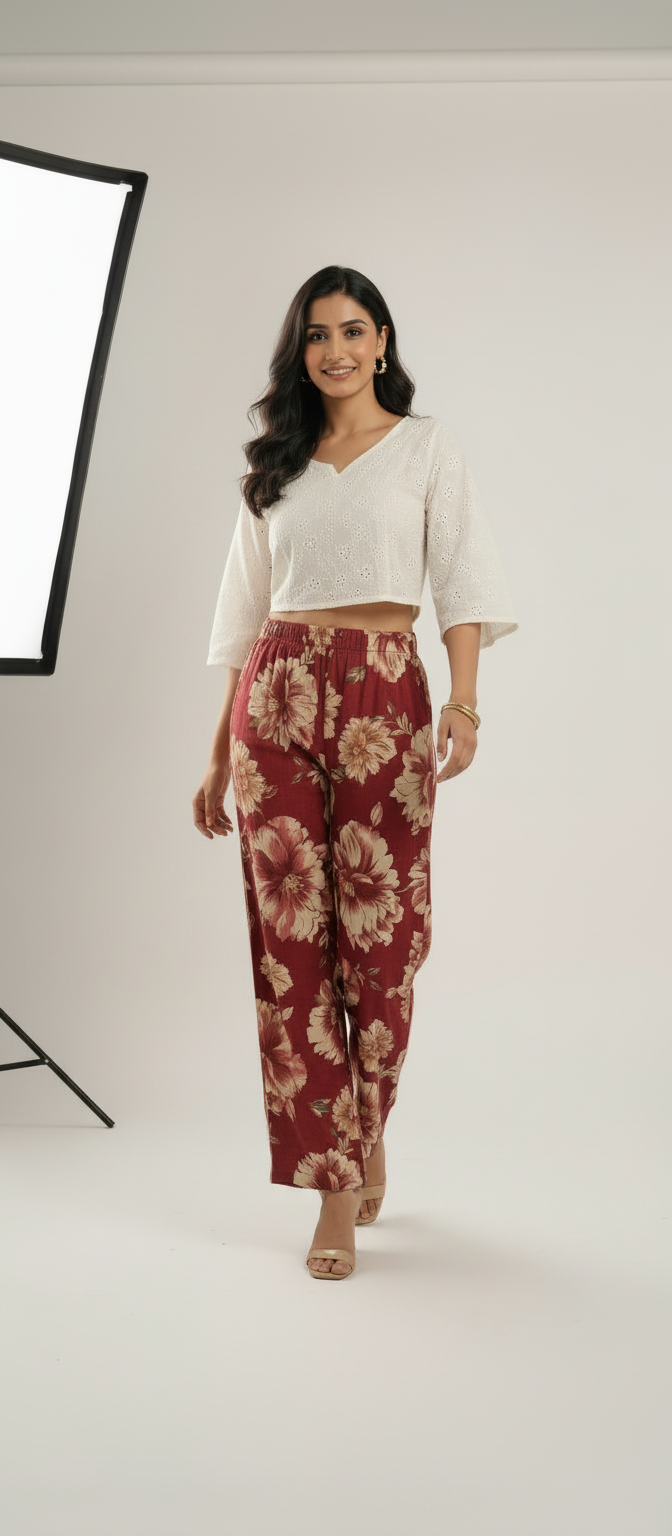 Maroon Printed Palazo