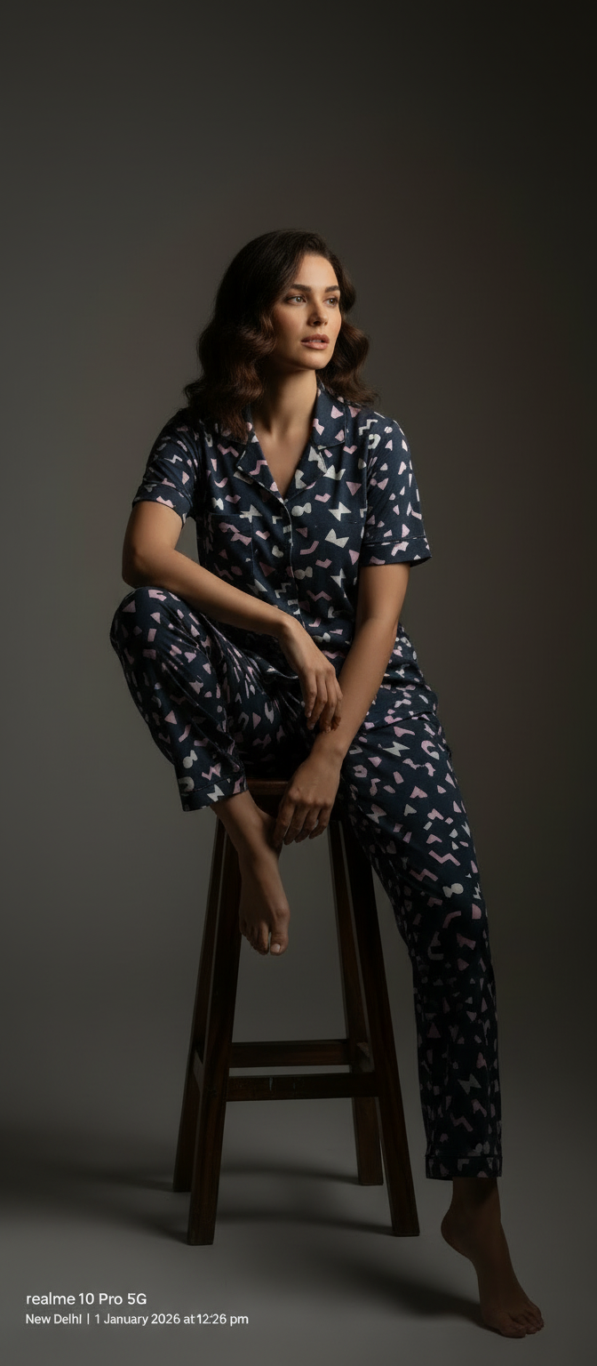 Full button-down Night Suit