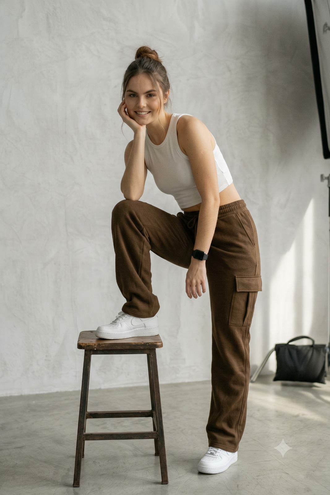 Women Brown Straight Fit Cargo Lower